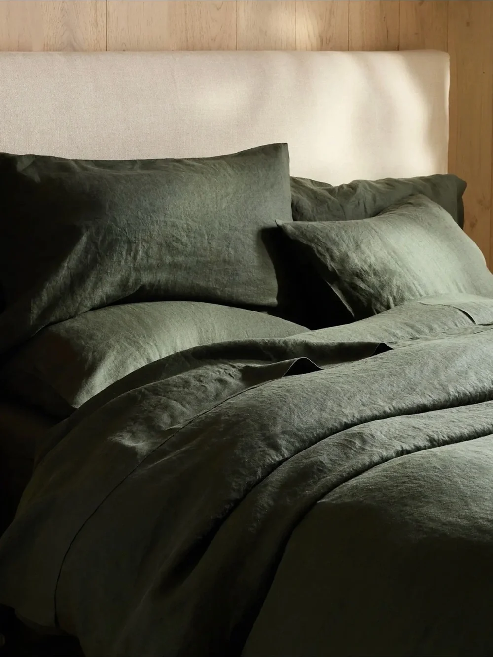 Quince European Linen Duvet Cover in Pine Green Queen  969